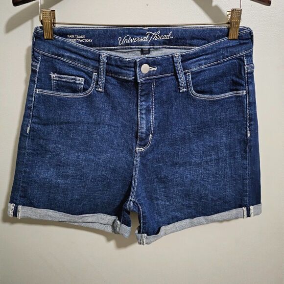 EUC UNIVERSAL THREAD HIGH RISE MIDI CUFFED SHORTS SIZE 8/29 WOMENS - Picture 1 of 15